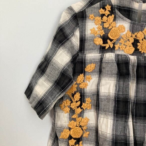 Sister Mary Women Size M Floral Blouse Embroidered Boho Western Loose Cotton - Picture 5 of 11
